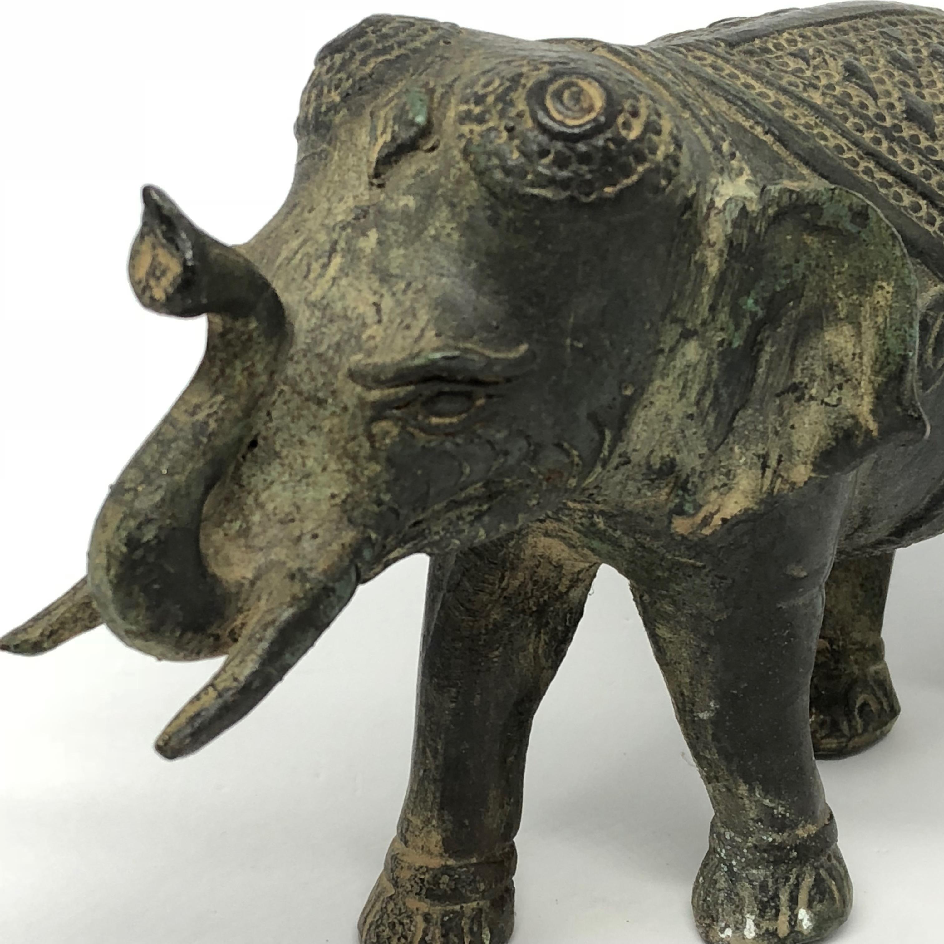 20th Century Asian Elephant Bronze Brass Sculpture Statue Vintage, 1950s