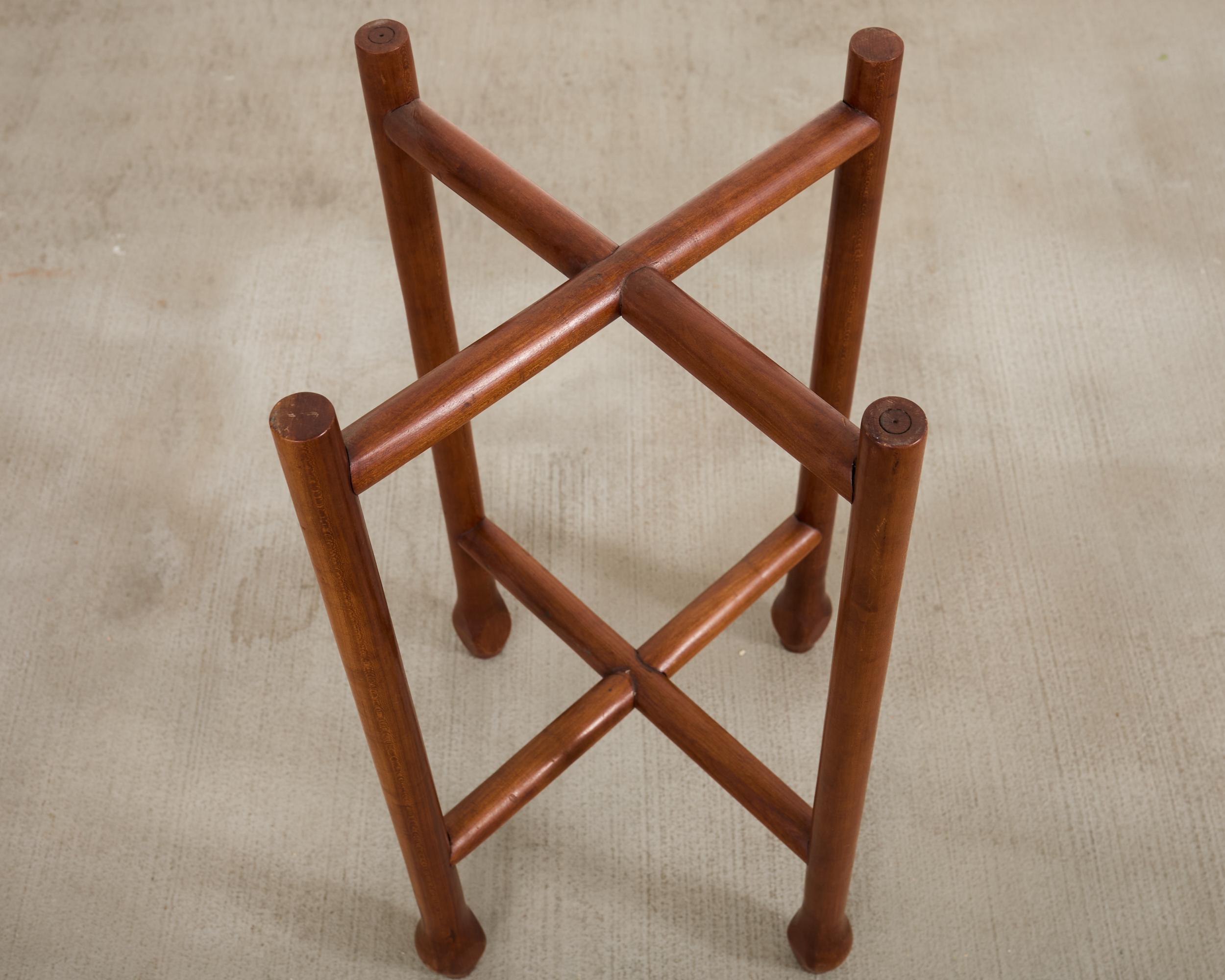 Asian Etched Brass Tray Table on Four Leg Stand For Sale 11