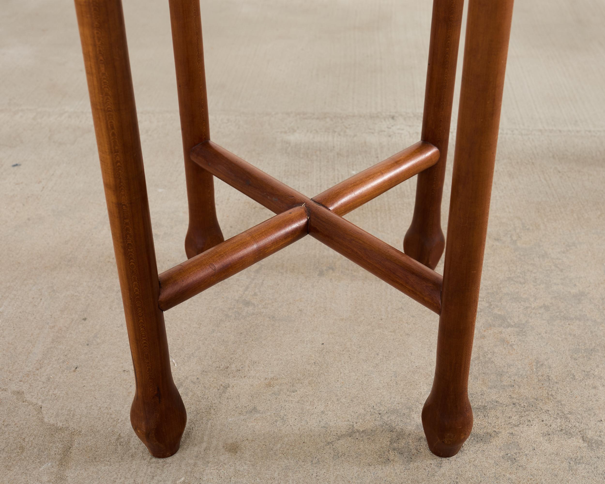 Asian Etched Brass Tray Table on Four Leg Stand For Sale 3