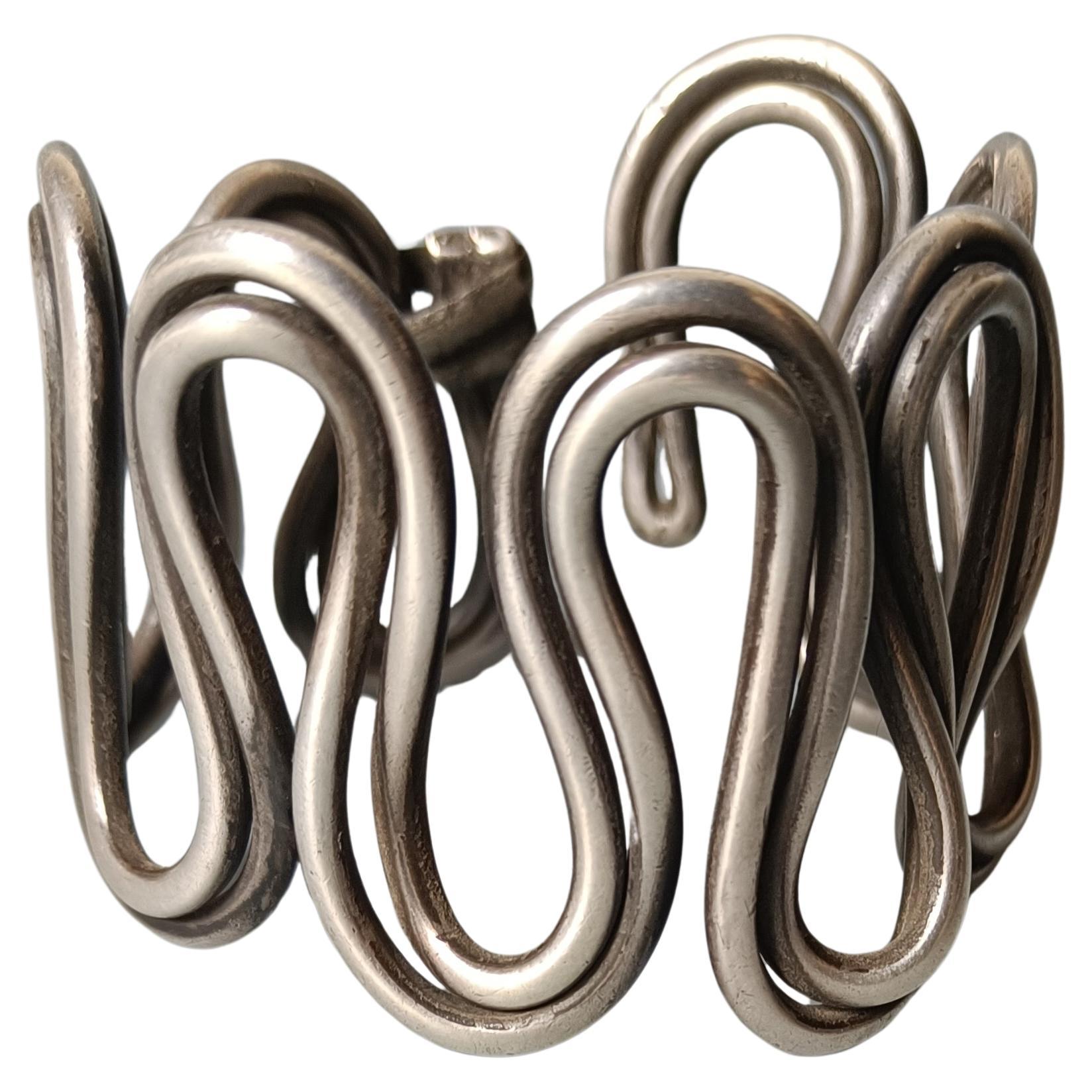 Bracelet tribal asiatique en argent lourd Indian Rajasthan Vintage Jewellery en vente