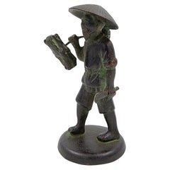 Asian farmer bronze figurine - 19th