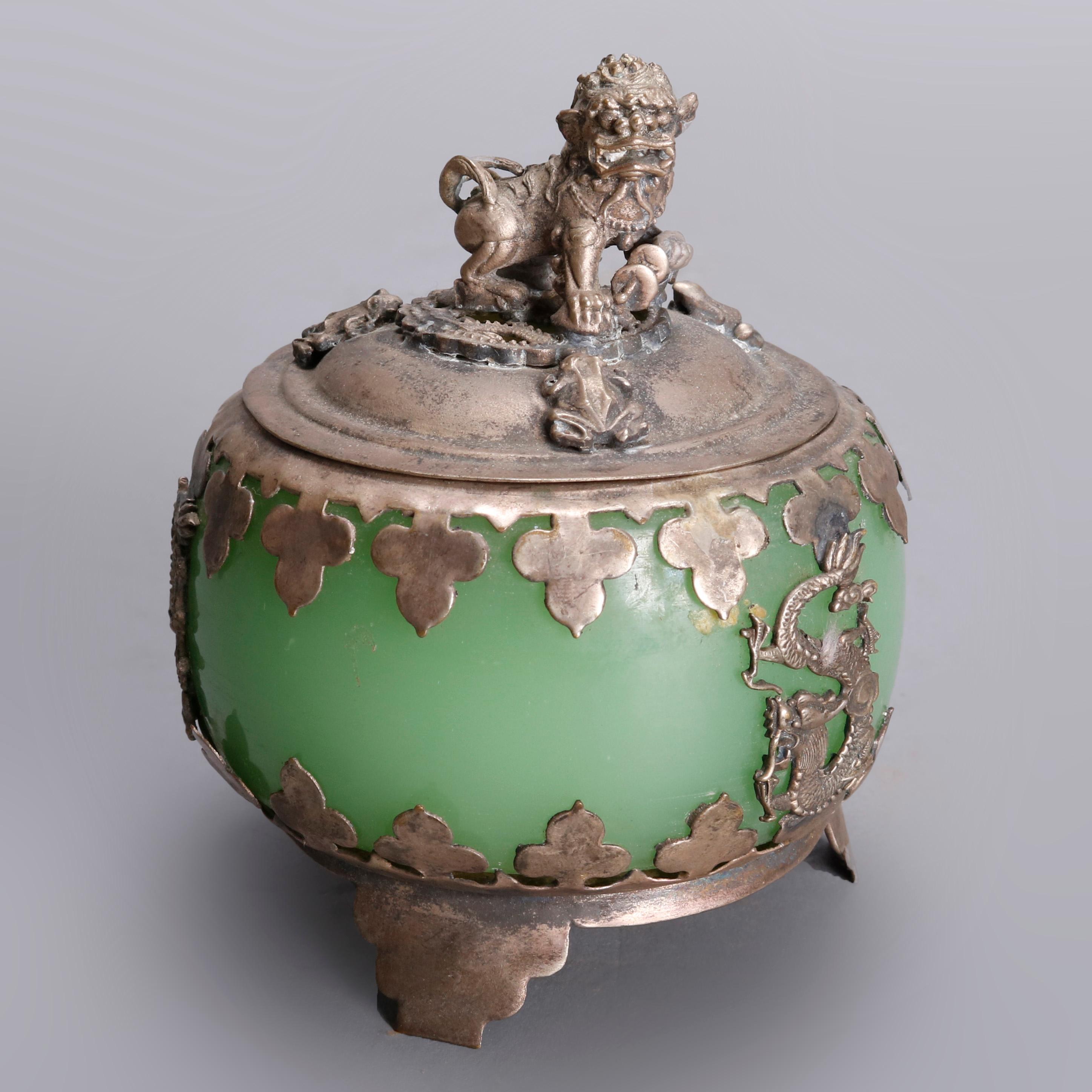 Asian Figural Jade, Cloisonné and Silver Teapots and Covered Jar, 20th Century 1