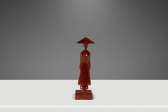 Asian Figurine Sculpture Hand-Carved from Solid Teak, Thailand, c. 1960s