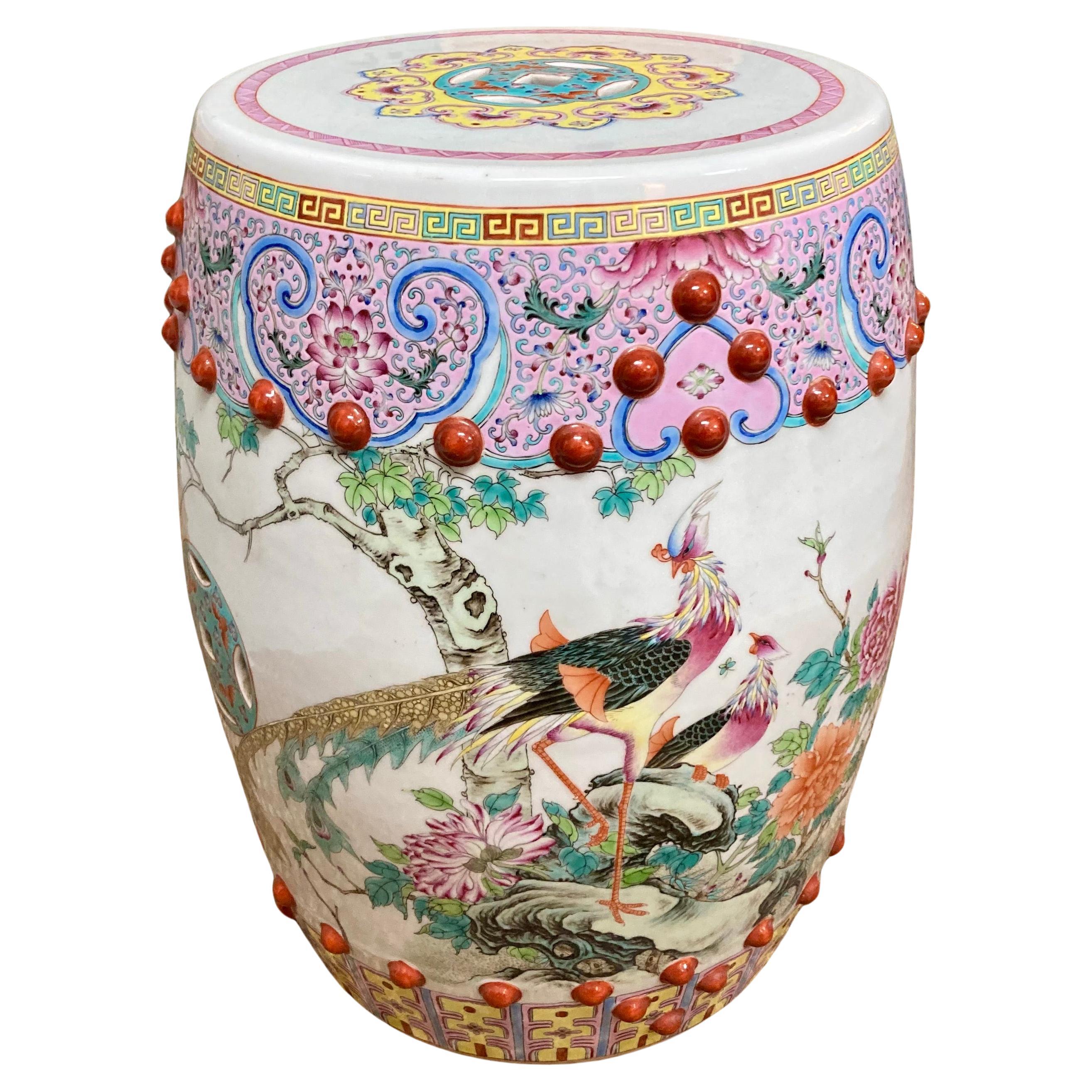 Asian Floral and Fauna Garden Seat