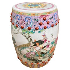 Vintage Asian Floral and Fauna Garden Seat