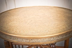 Asian Folding Console Table with Engraved Brass Top