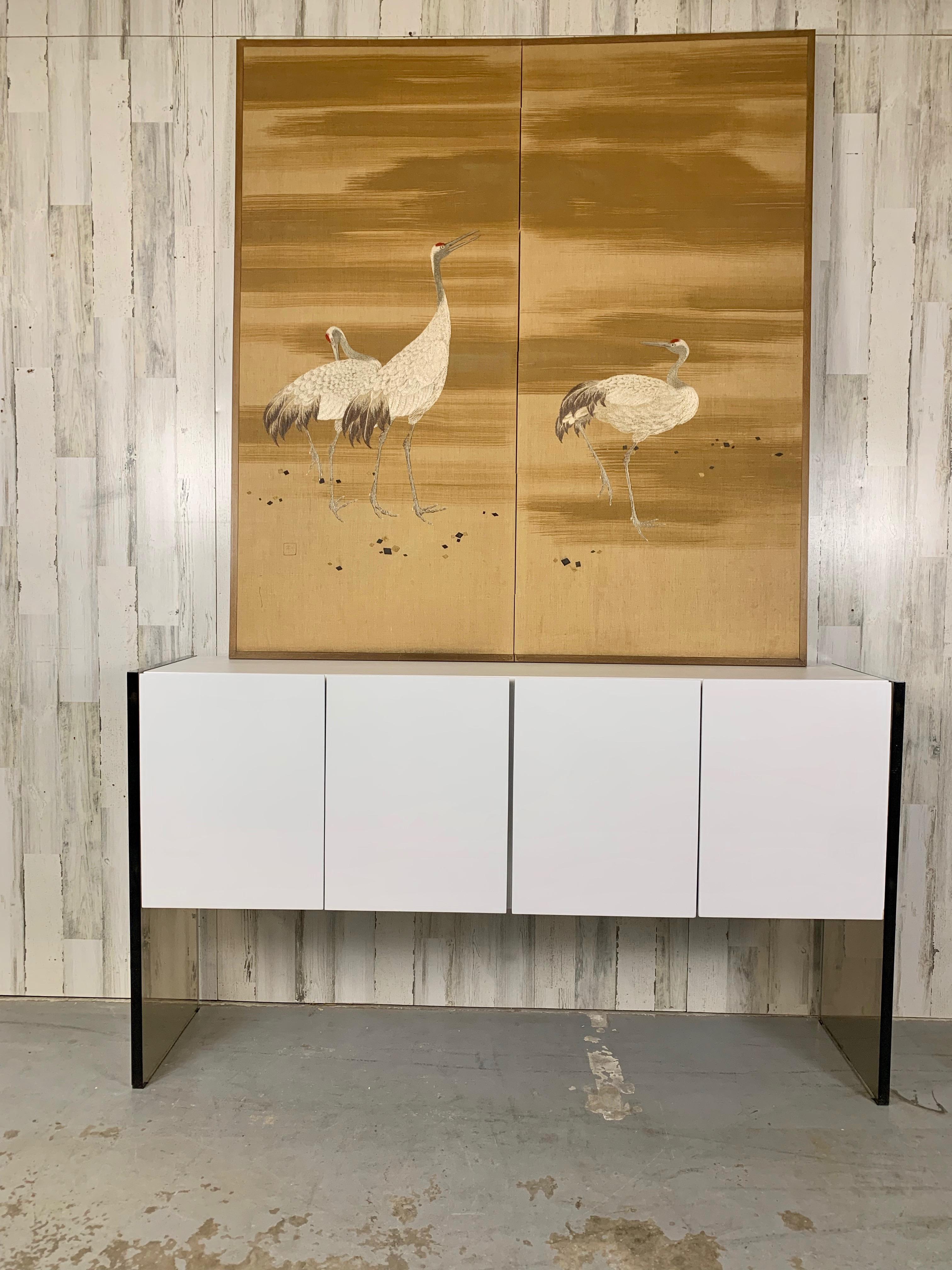 Biombo Asiático Tejido a Mano de Grullas Anglojaponés en venta