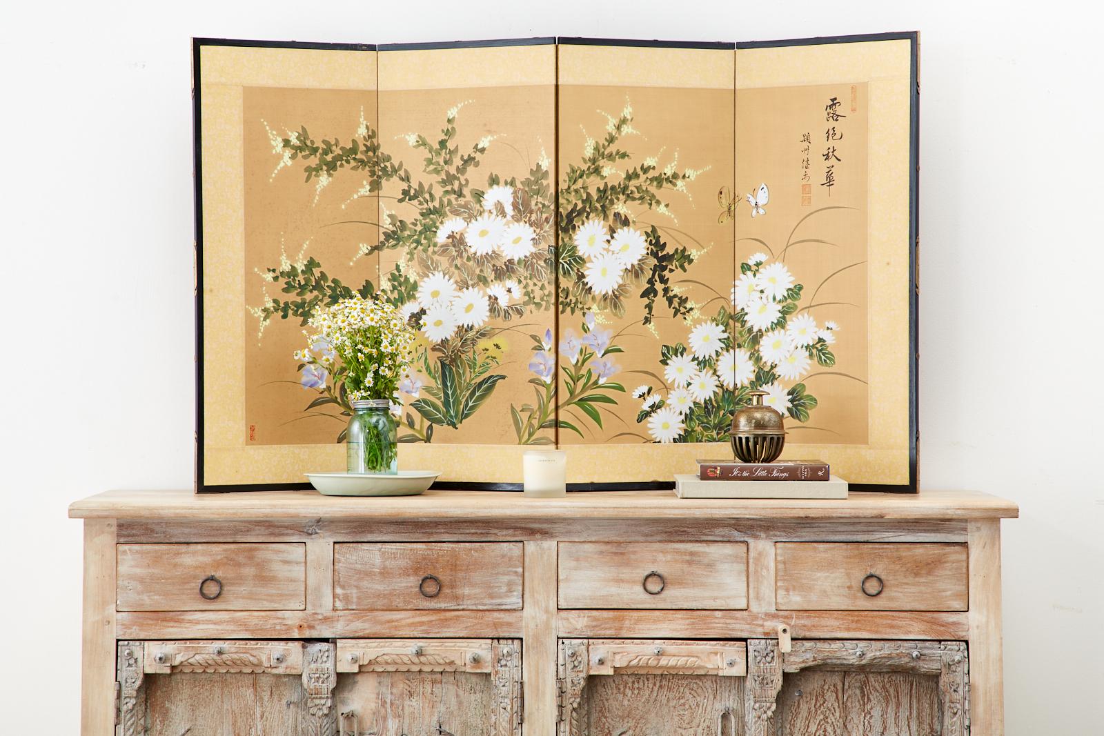 Asian Four-Panel Screen or Autumn Flowers in Bloom 5
