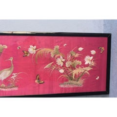 Asian Framed Embroidered Silk Panel