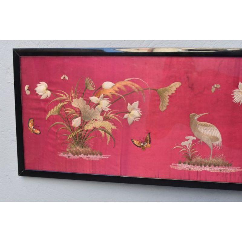 20th Century Asian Framed Embroidered Silk Panel For Sale