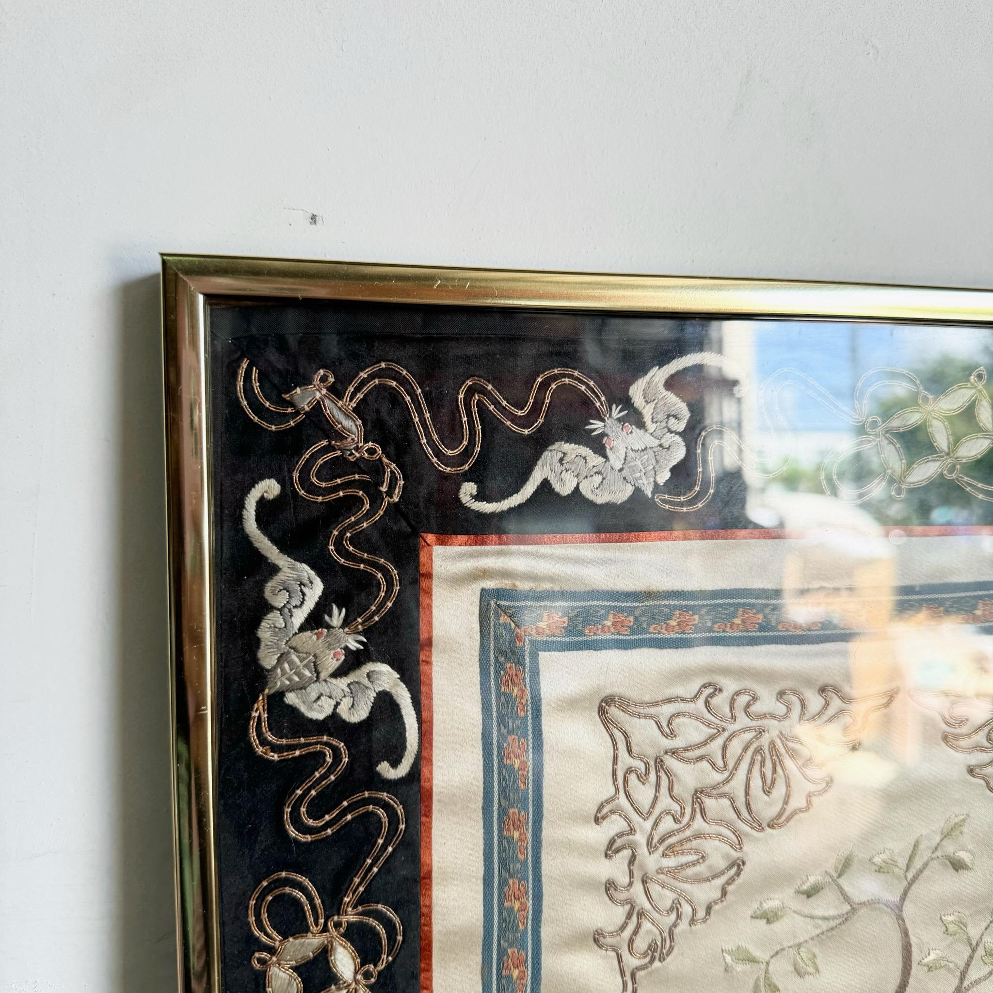 Asian Framed Silk Embroidery For Sale 1