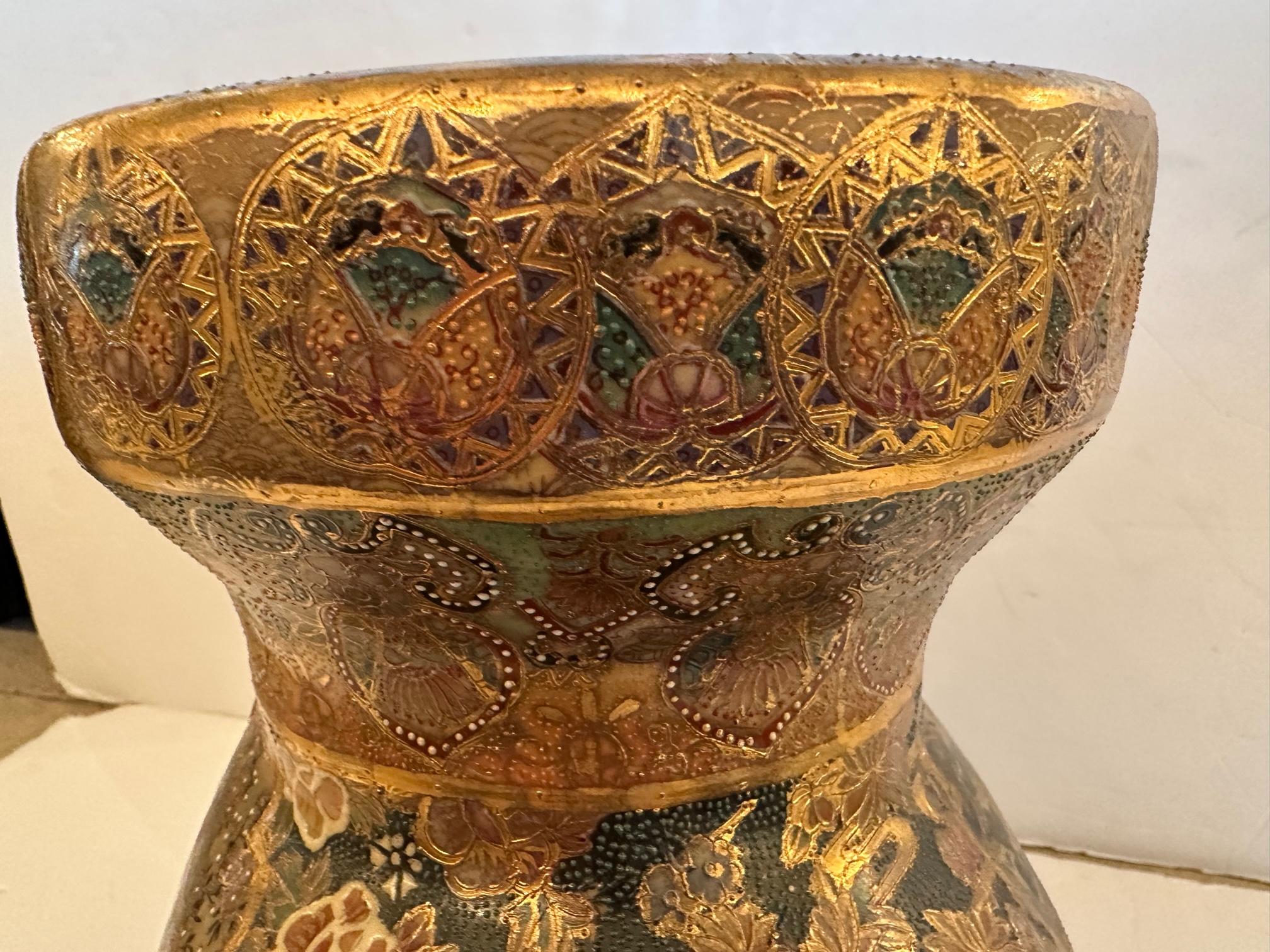 Asian Gilded Handpainted Garden Seat Side Table For Sale 8