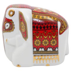Asian Gilded Porcelain Elephant Ornament Paperweight Sri Lanka