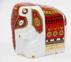 Asian Gilded Porcelain Elephant Ornament Paperweight Sri Lanka