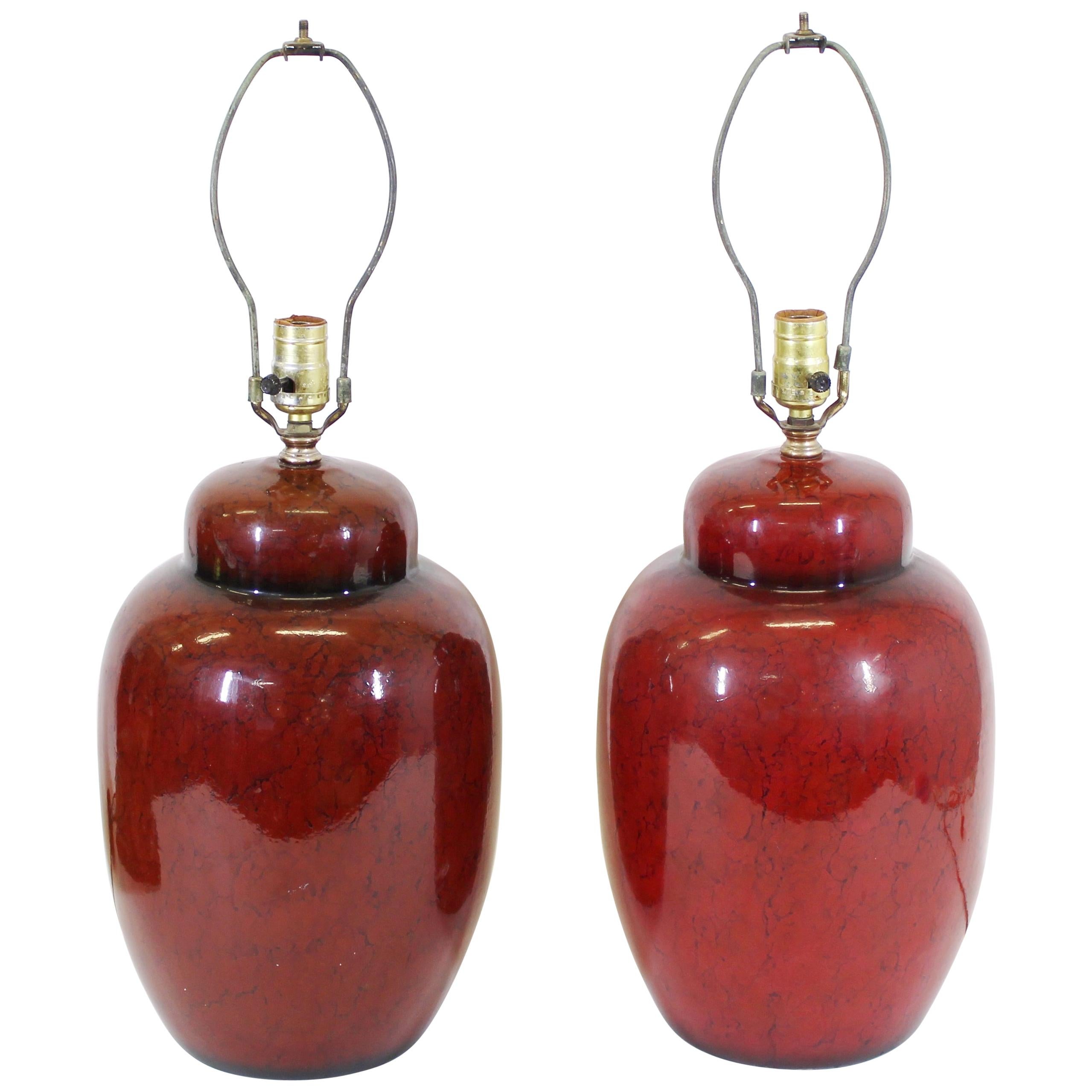 Asian Ginger Jar Shape Ceramic Table Lamps