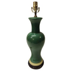 Vintage Green Ceramic Lamp with Brass Fittings
