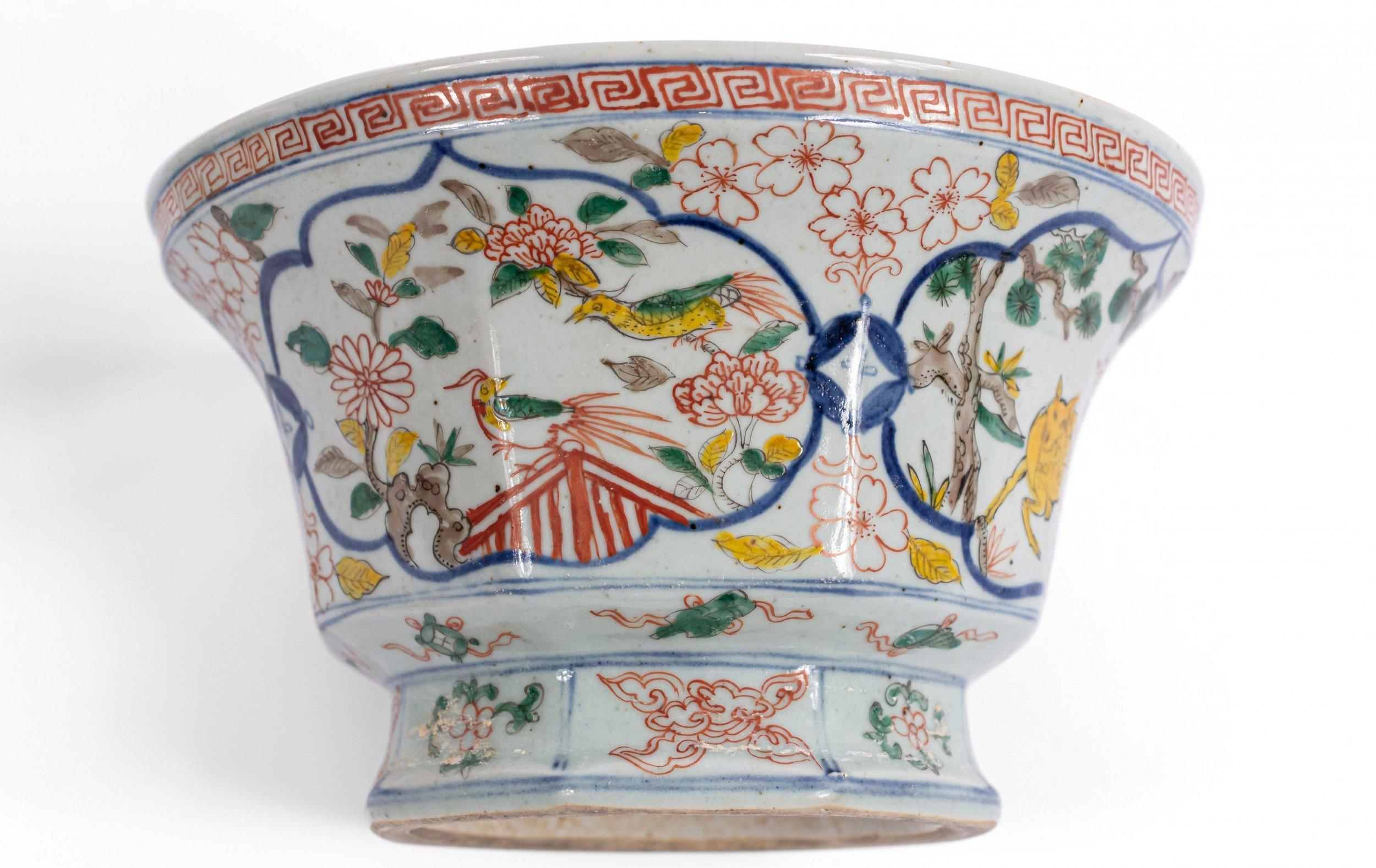 Tribale Jardinieres asiatici di terracotta smaltata in vendita