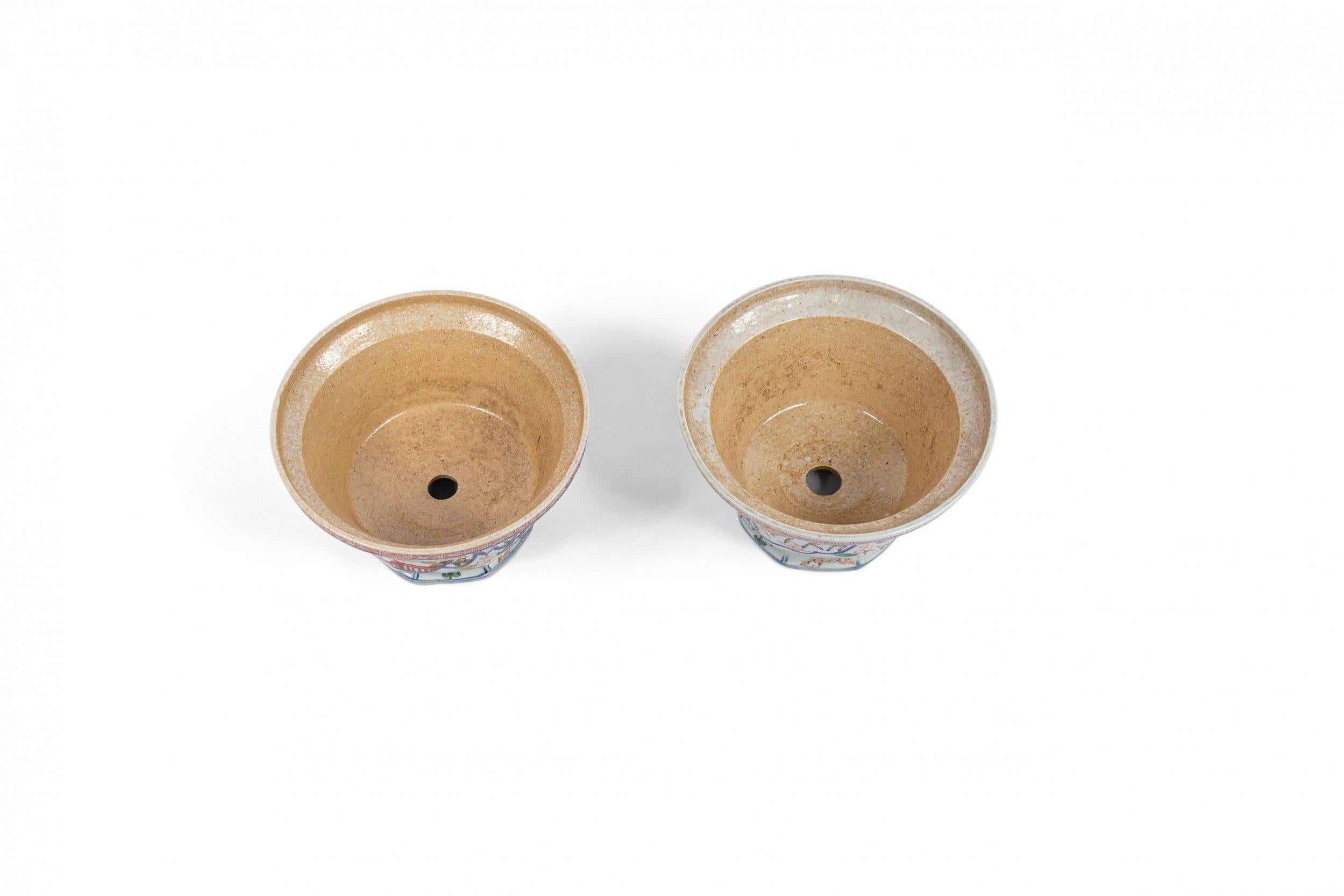 Cotto Jardinieres asiatici di terracotta smaltata in vendita