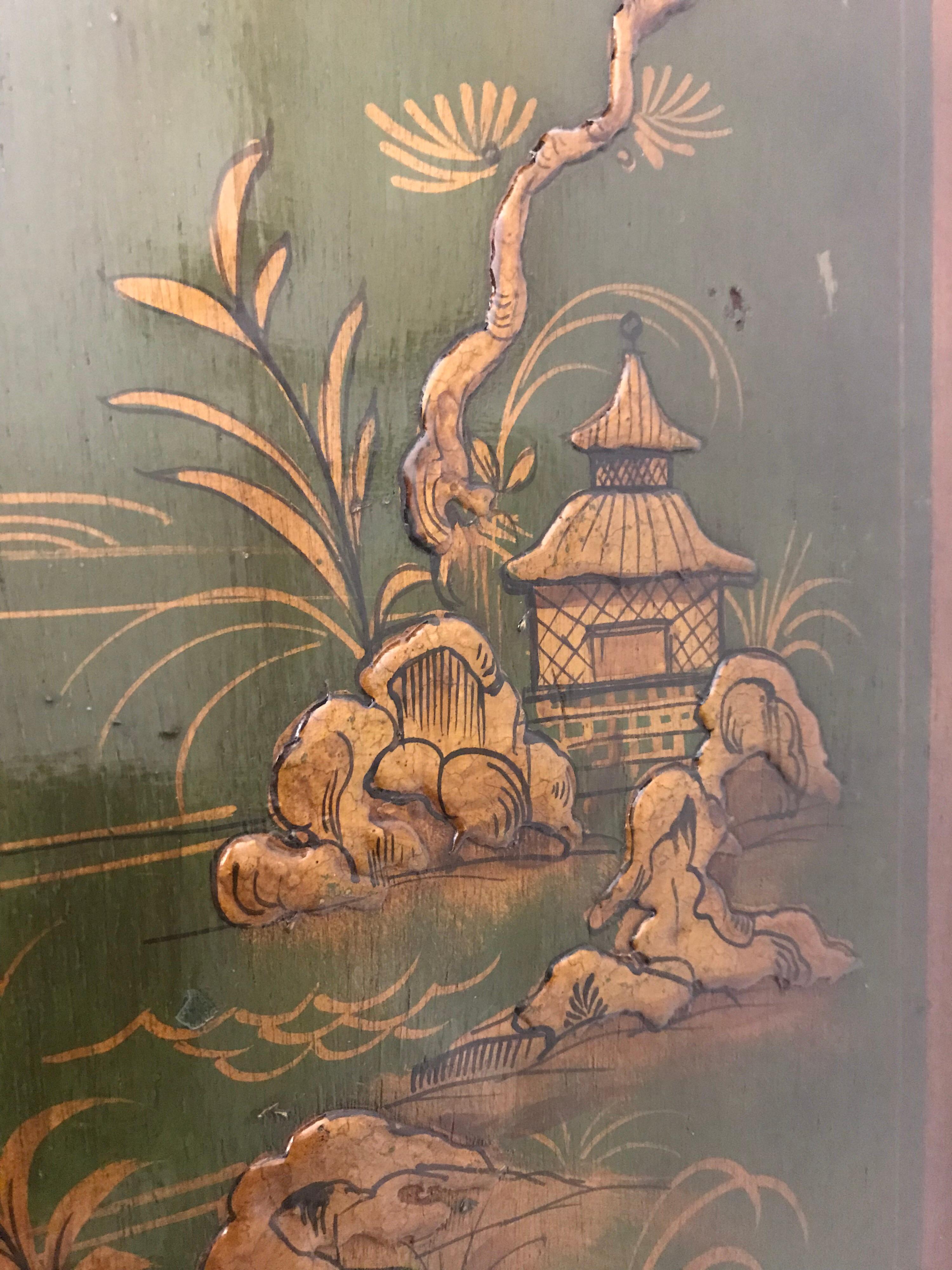Asian Green Chinoiserie Cabinet Bar Sideboard Server Buffet on Carved Stand 10