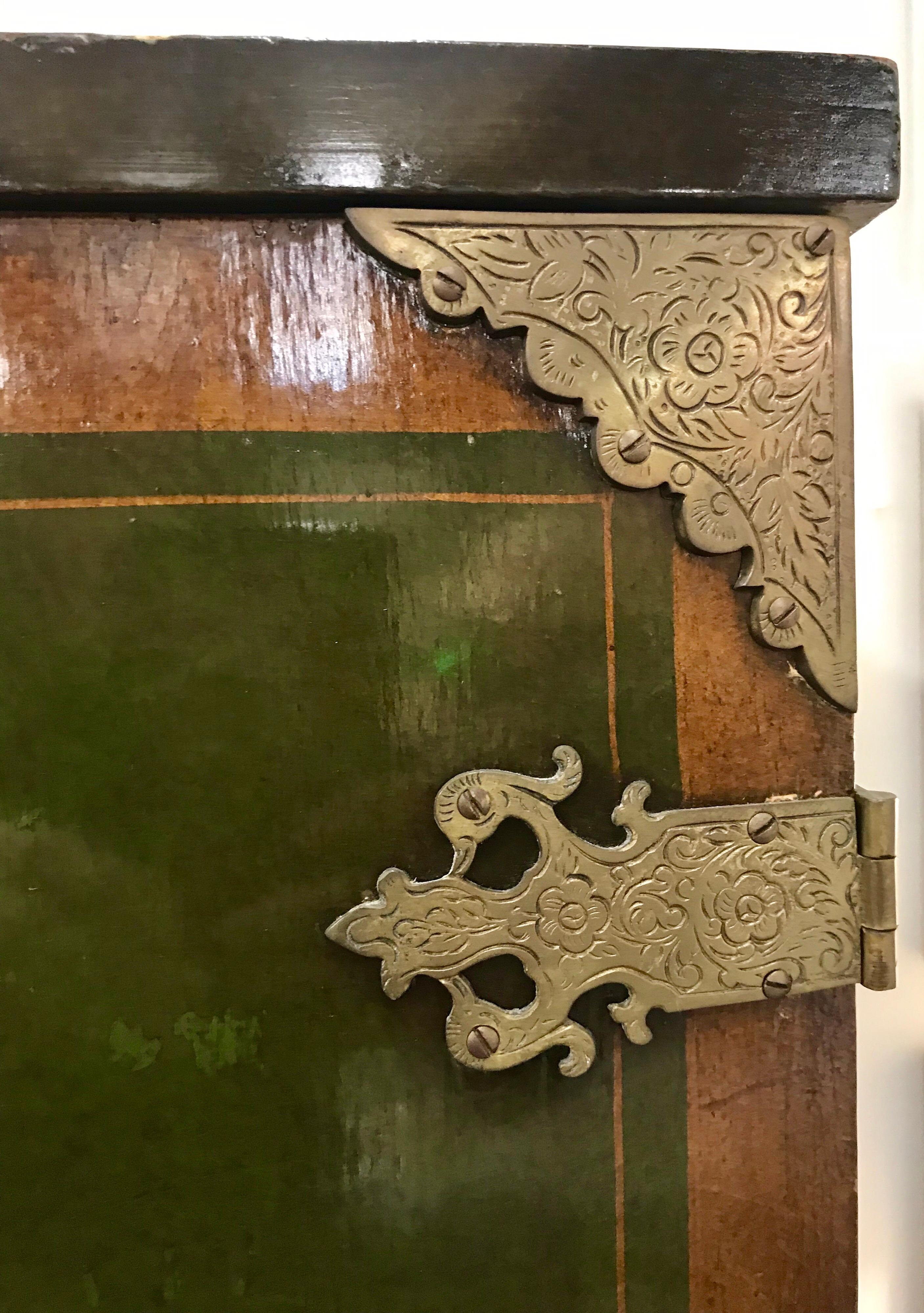 Lacquer Asian Green Chinoiserie Cabinet Bar Sideboard Server Buffet on Carved Stand