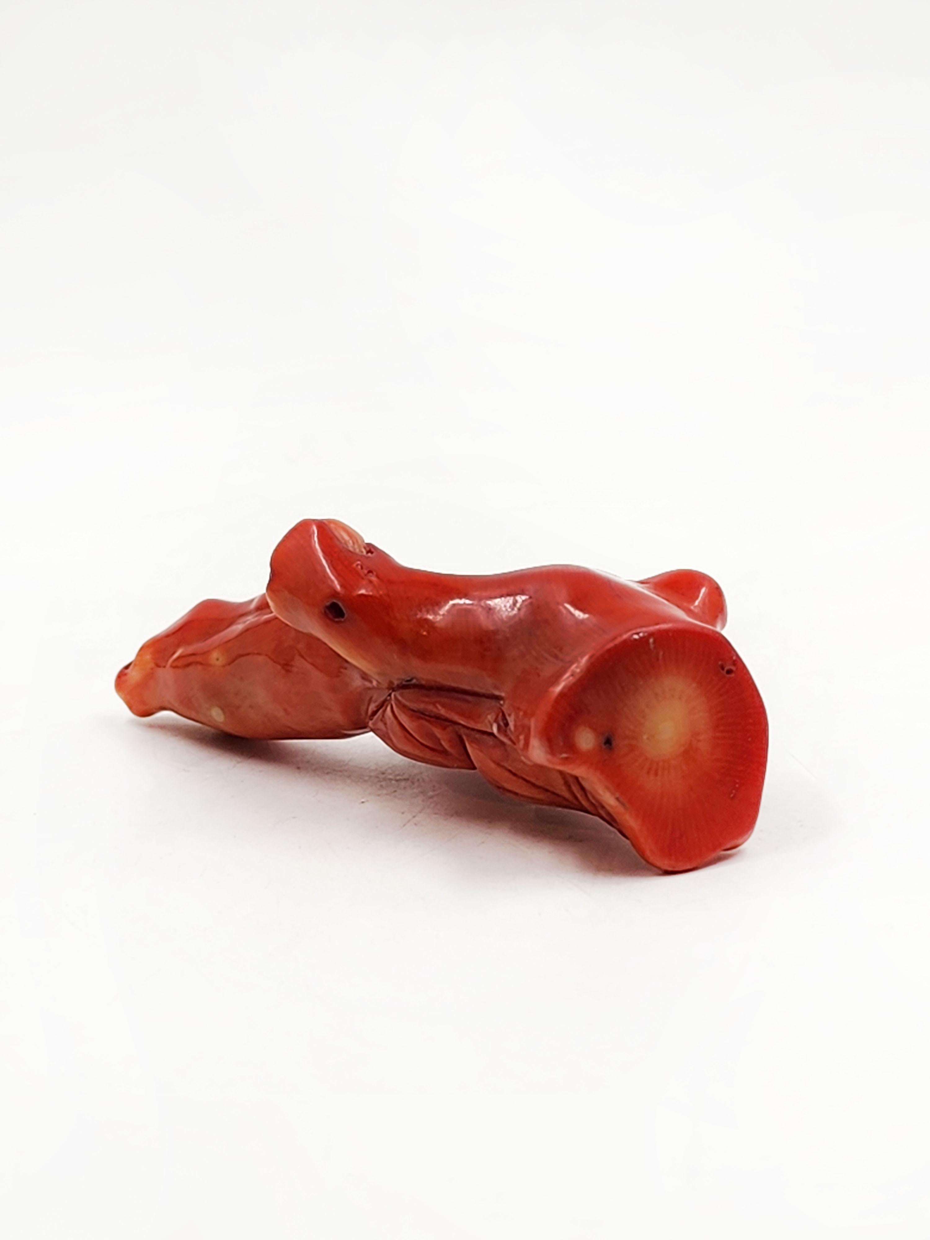 Chinese Asian Hand Carved Buddha Coral Figurine from the Qinq Dynasty For Sale