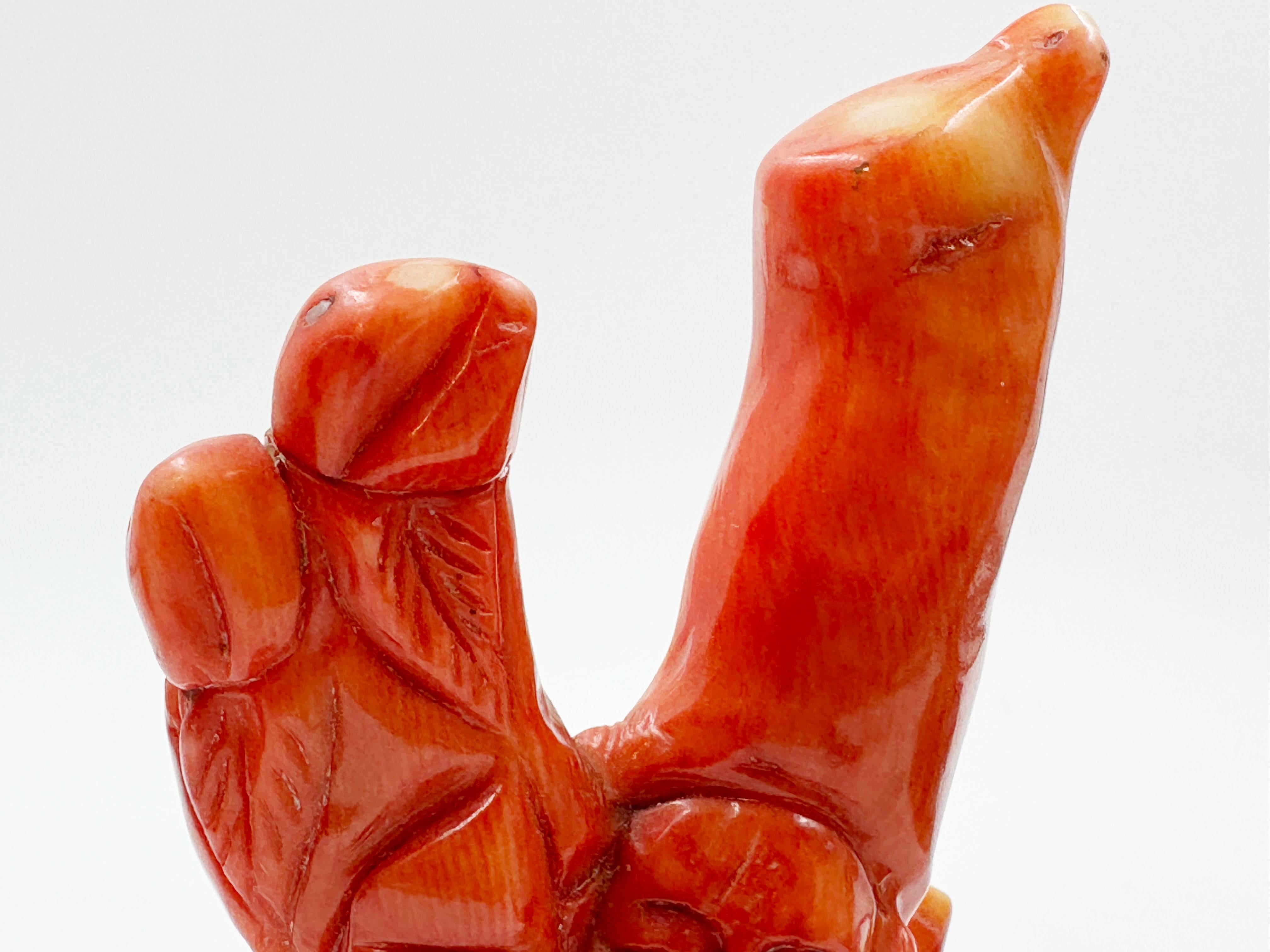 Asian Hand Carved Buddha Coral Figurine from the Qinq Dynasty For Sale 1