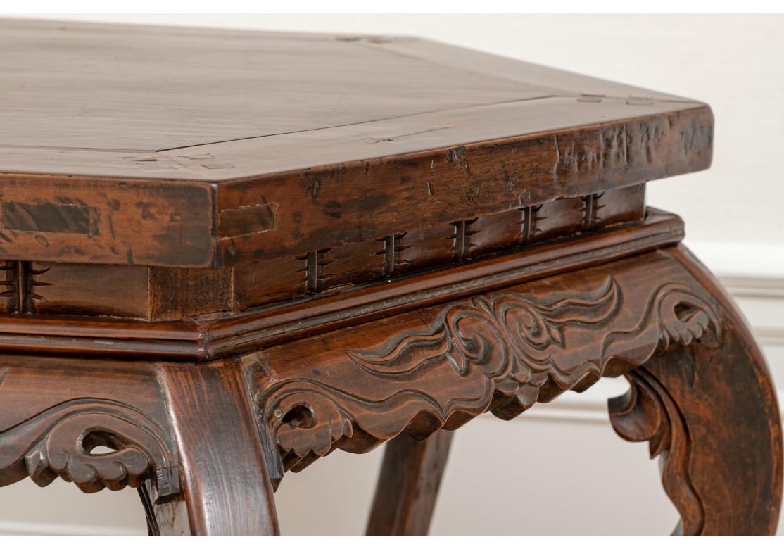 Ming Asian hand carved Hexagonal Center Table For Sale