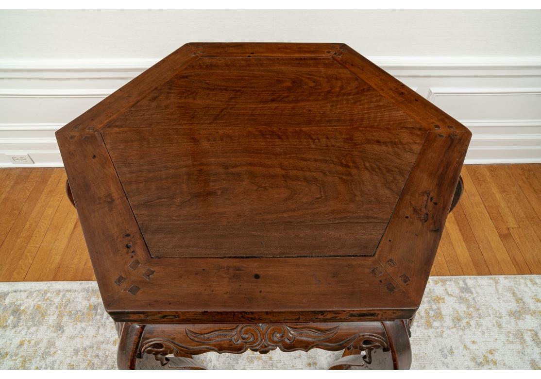 20th Century Asian hand carved Hexagonal Center Table For Sale