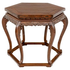 Used Asian hand carved Hexagonal Center Table