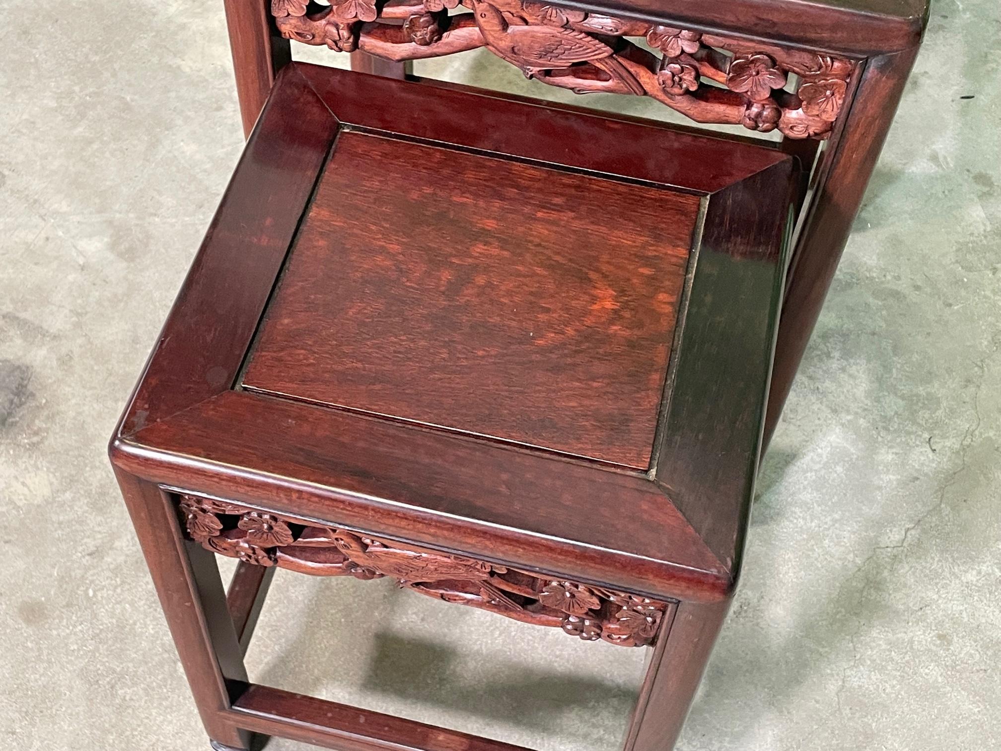 Asian Hand Carved Rosewood Nesting Tables or Stacking Tables, Set of 4 4