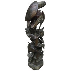 Asian Hand Carved Sculpture Authentic Wood Carving 