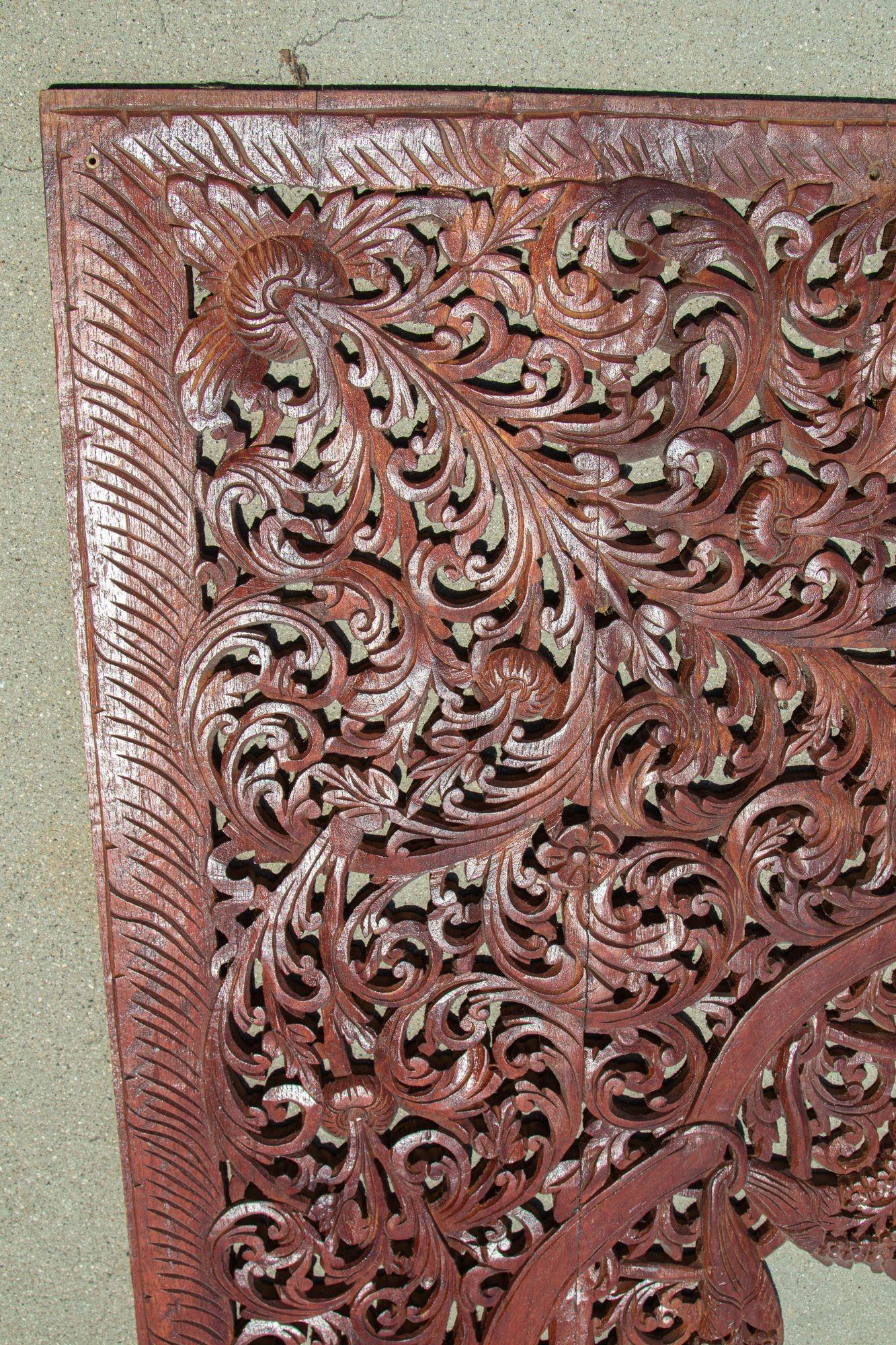 Pannello architettonico asiatico di legno intagliato a mano per la porta a muro ad arco in vendita 5