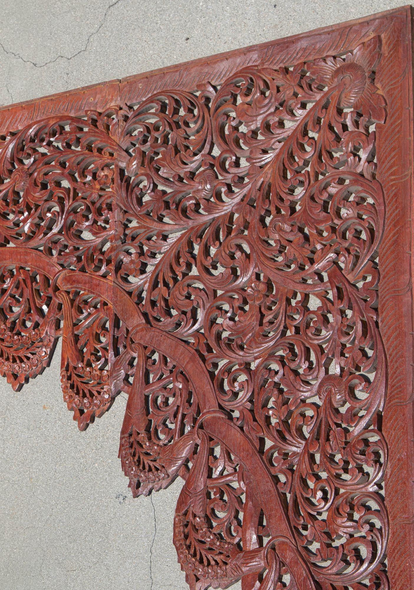 Pannello architettonico asiatico di legno intagliato a mano per la porta a muro ad arco in vendita 6