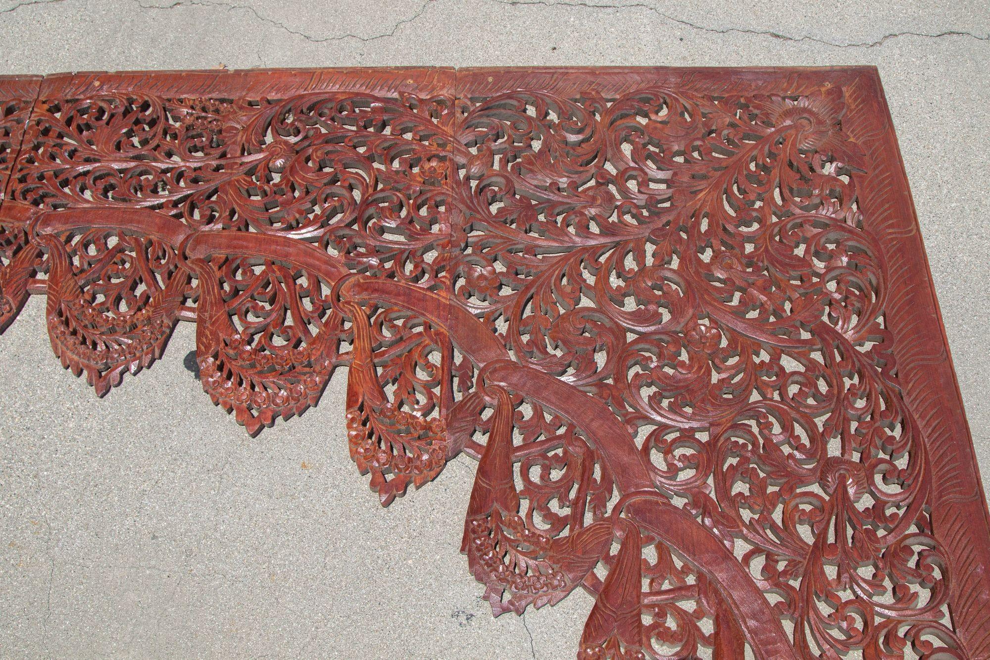 Pannello architettonico asiatico di legno intagliato a mano per la porta a muro ad arco in vendita 8