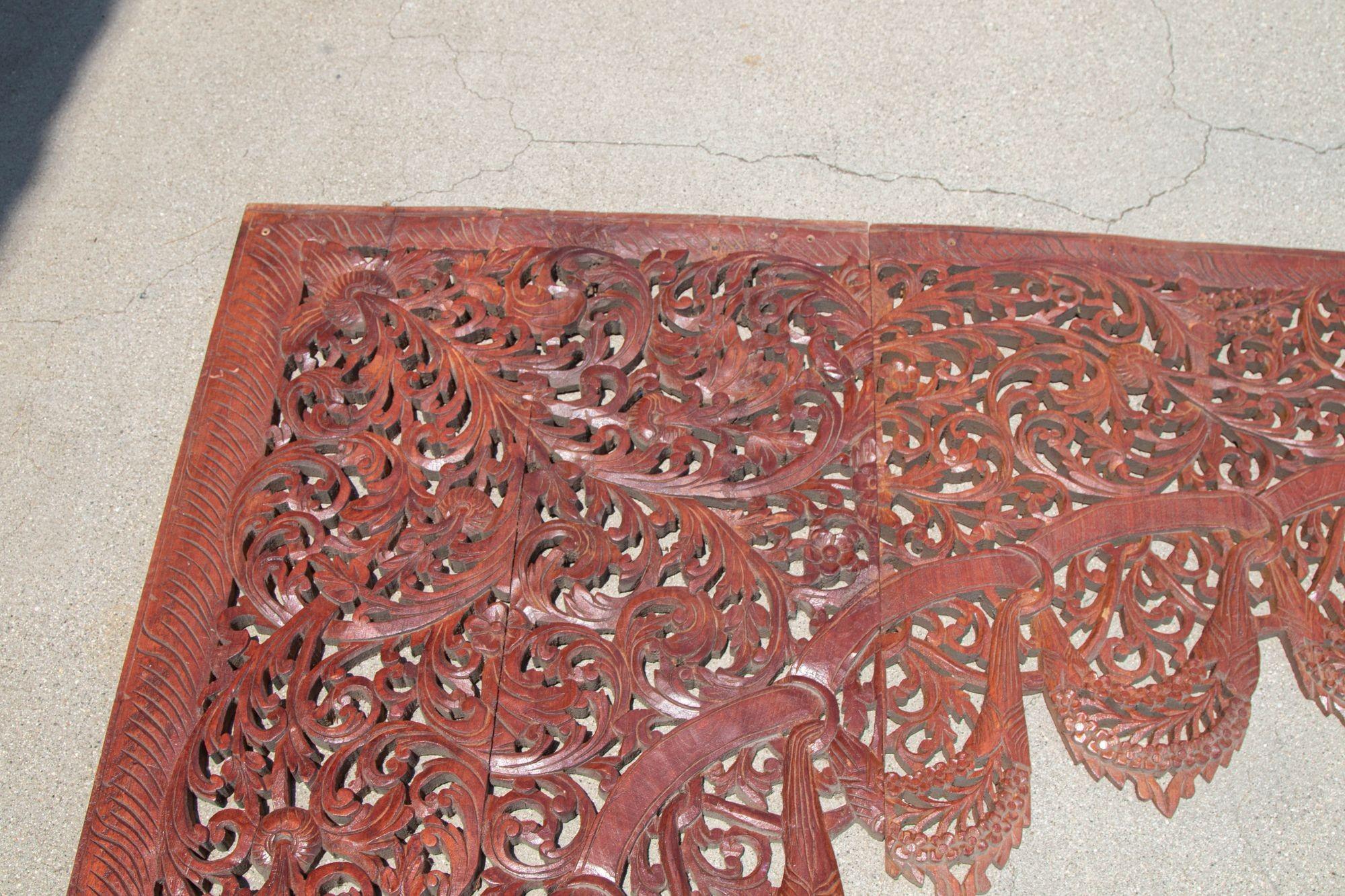Pannello architettonico asiatico di legno intagliato a mano per la porta a muro ad arco in vendita 10