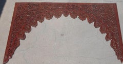 Asian Hand-Carved Wooden Architectural Arched Wall Door Panel