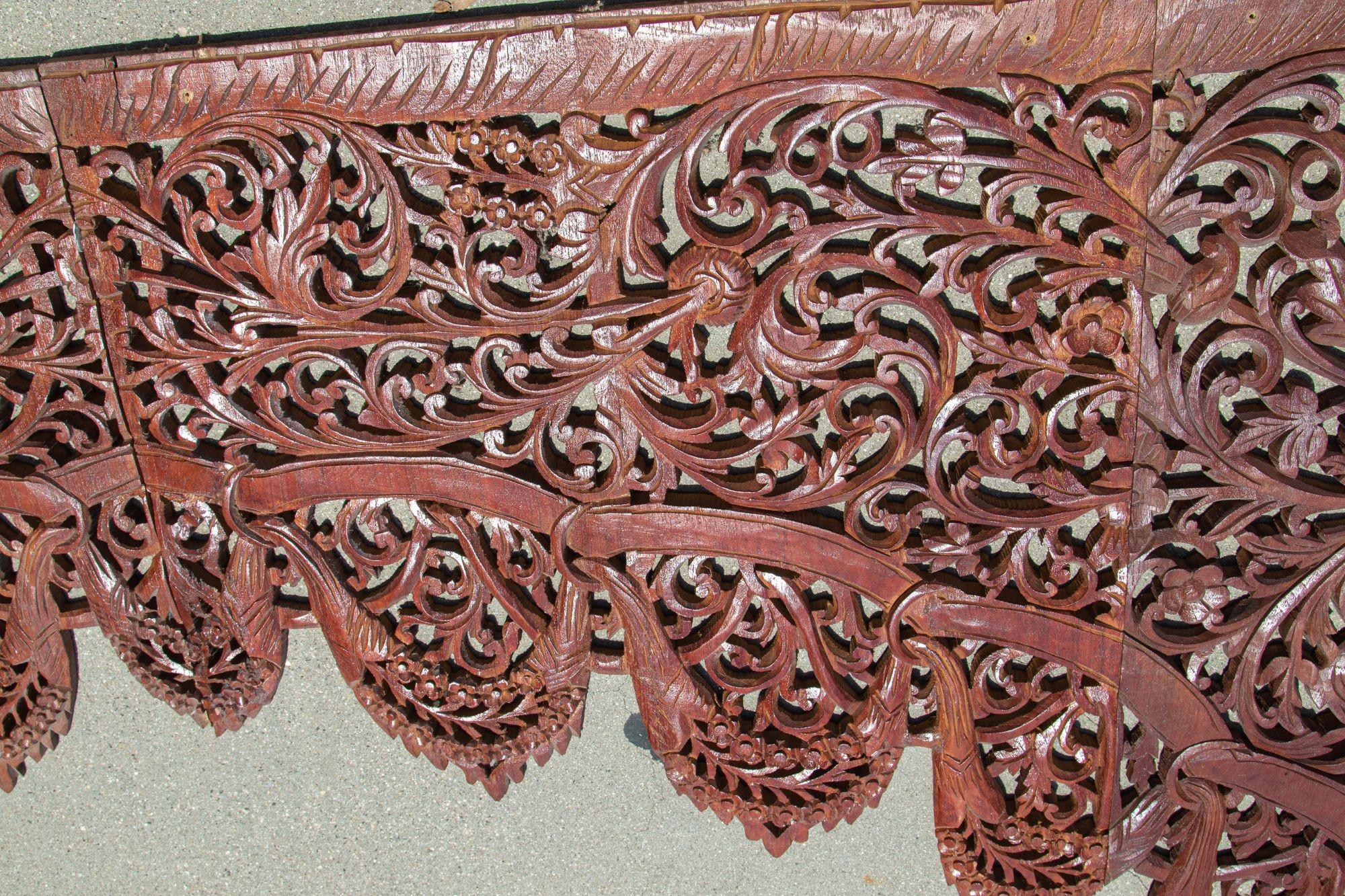 Indiano Pannello architettonico asiatico di legno intagliato a mano per la porta a muro ad arco in vendita