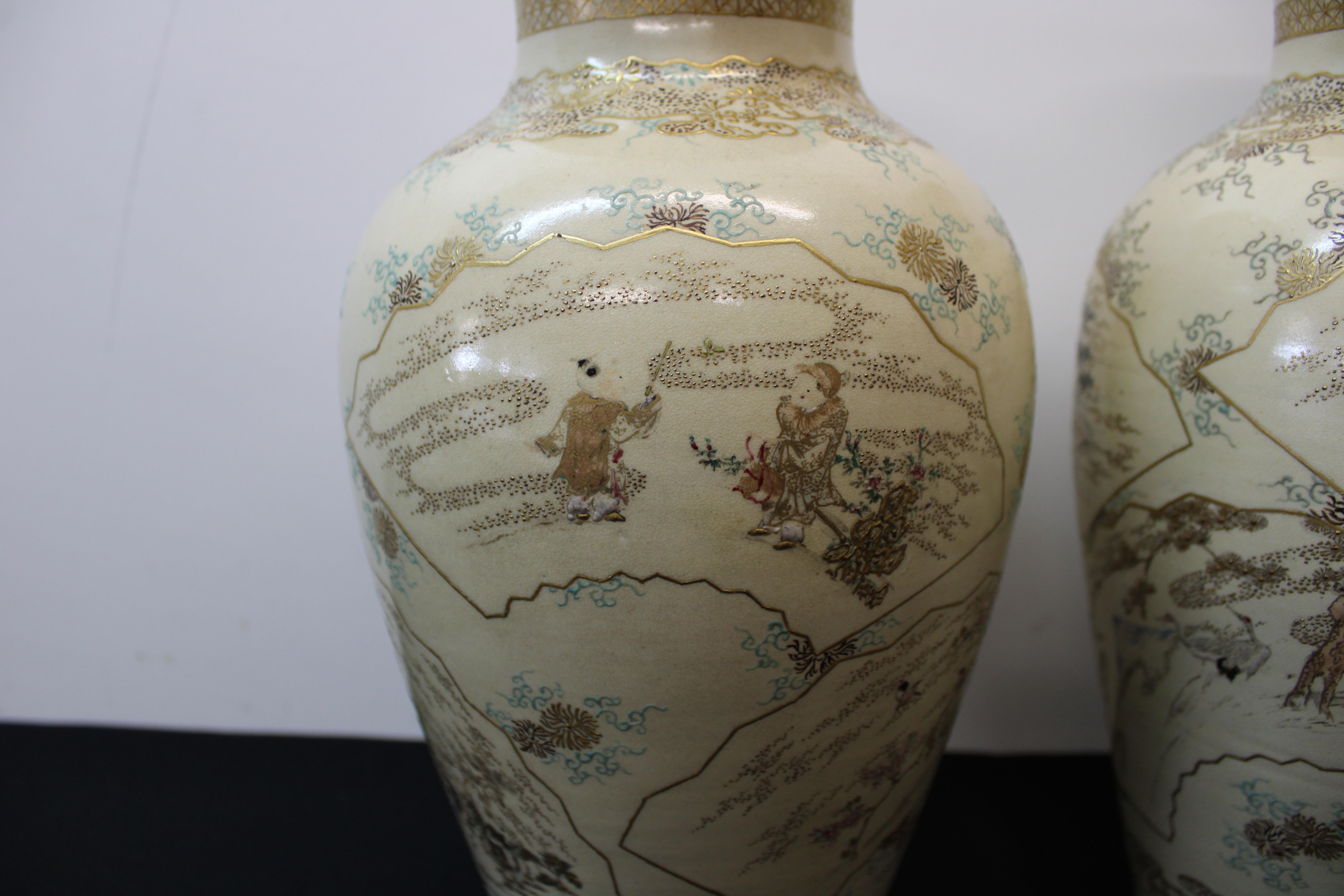 20th Century Asian Hand Painted Vases For Sale