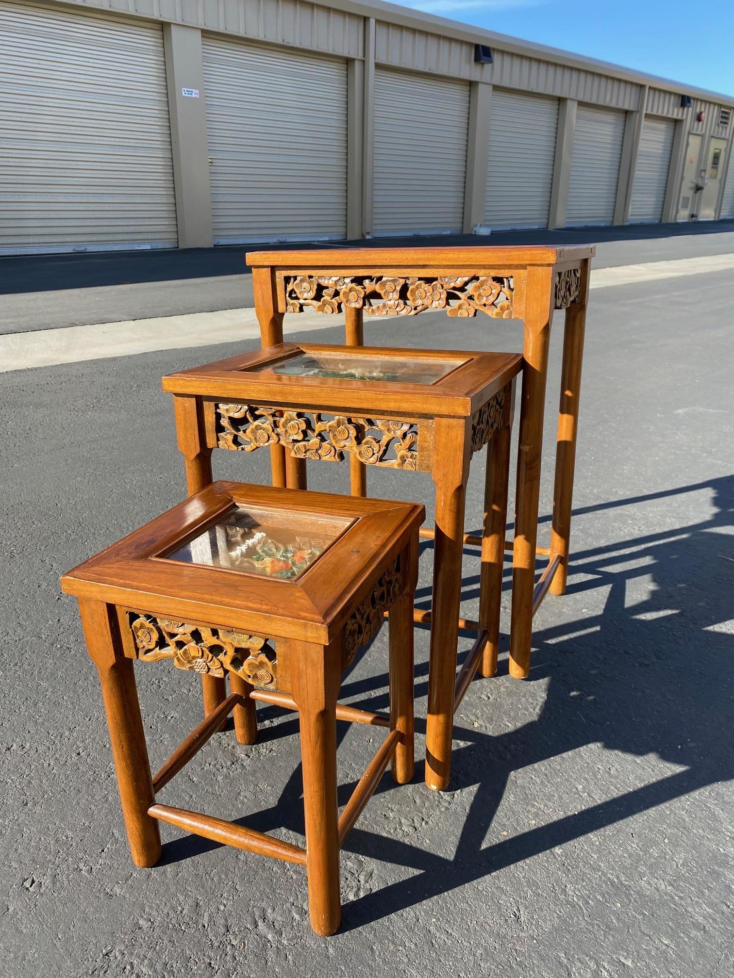 Stone Asian Hardstone Nesting Tables, Set of 3