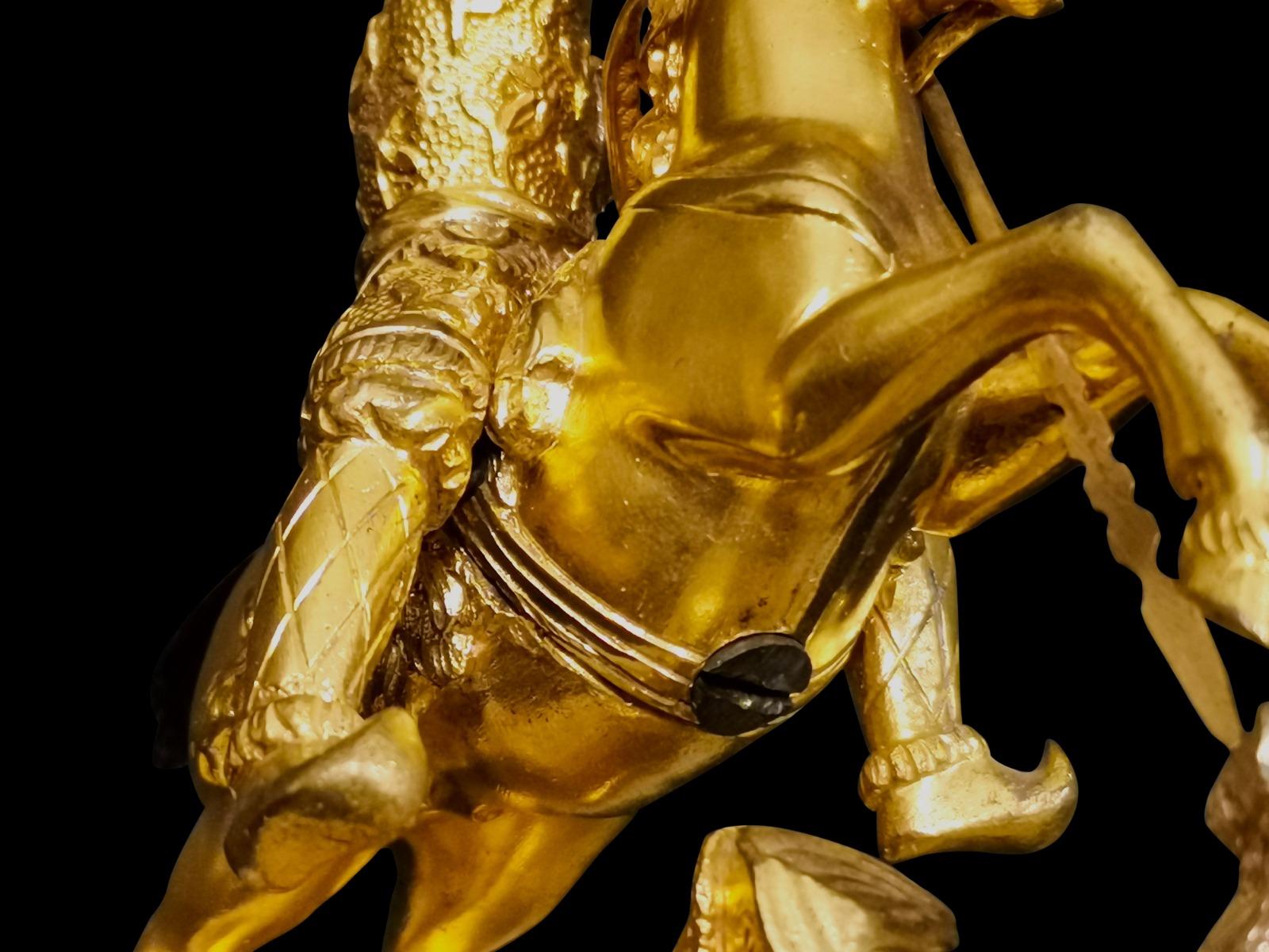 Chinese Export Asian Hunting Scene in Gilt Bronze 19th Century For Sale