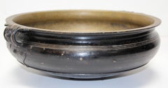 Große asiatische indische Urli-Tempelschale aus Bronzeguss mit Henkeln
