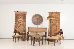 Asian Indian Style Carved Walnut Folding Table Base