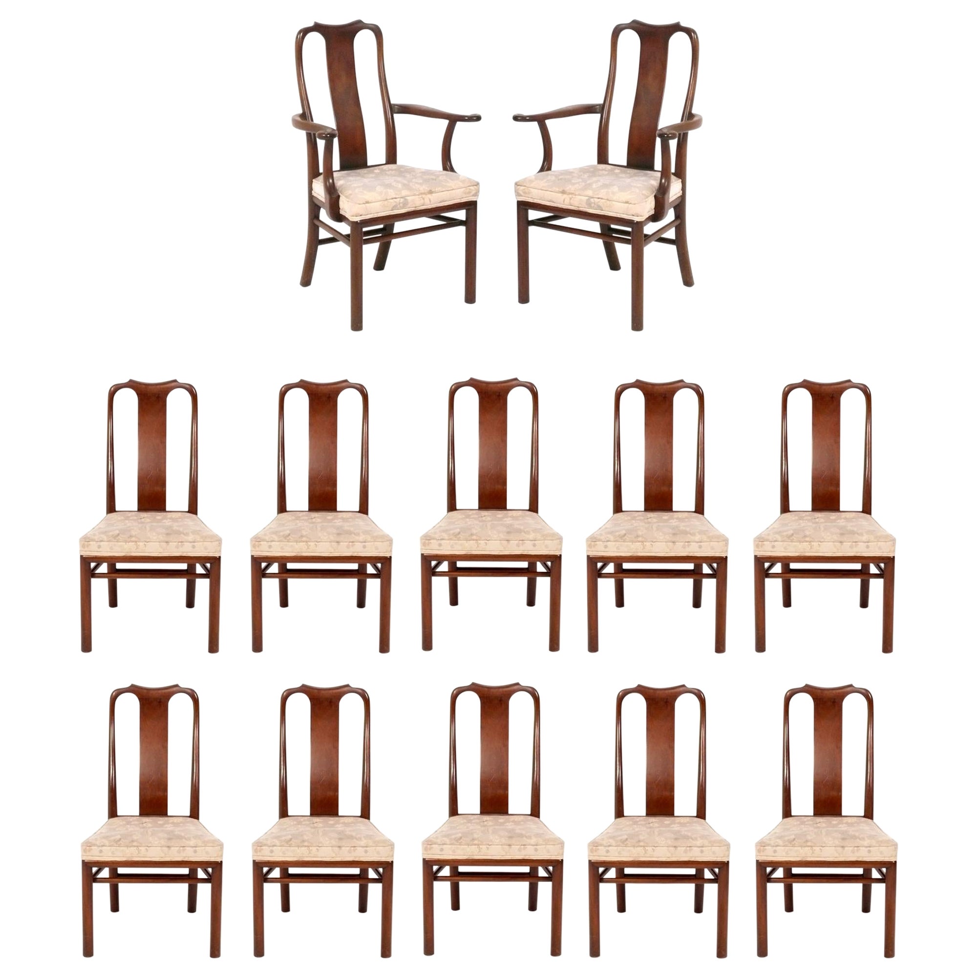 Asian Influenced 12 Dining Chairs Michael Taylor Baker Refinished Reupholstered