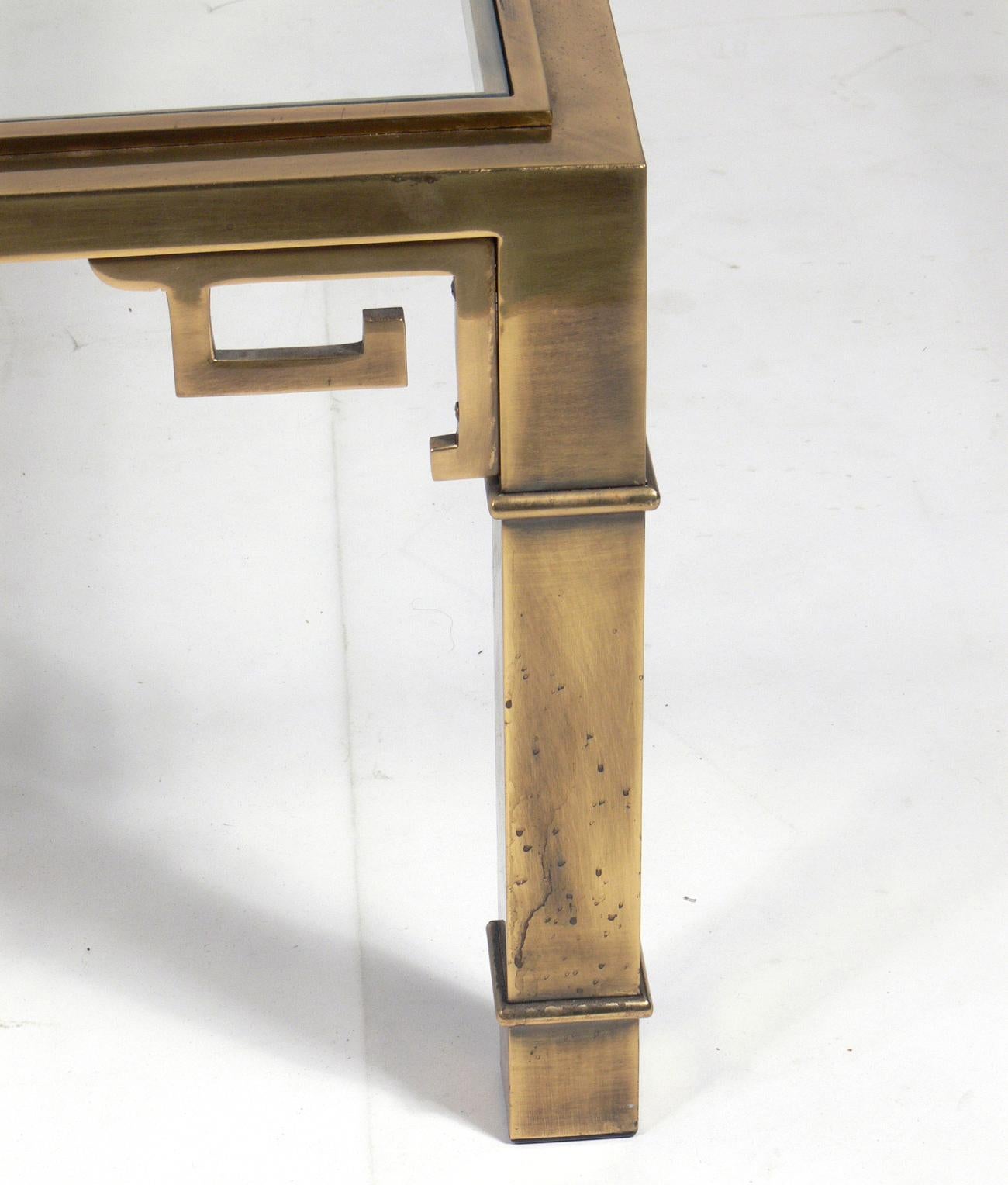Plated Asian Influenced Mastercraft Brass Coffee Table