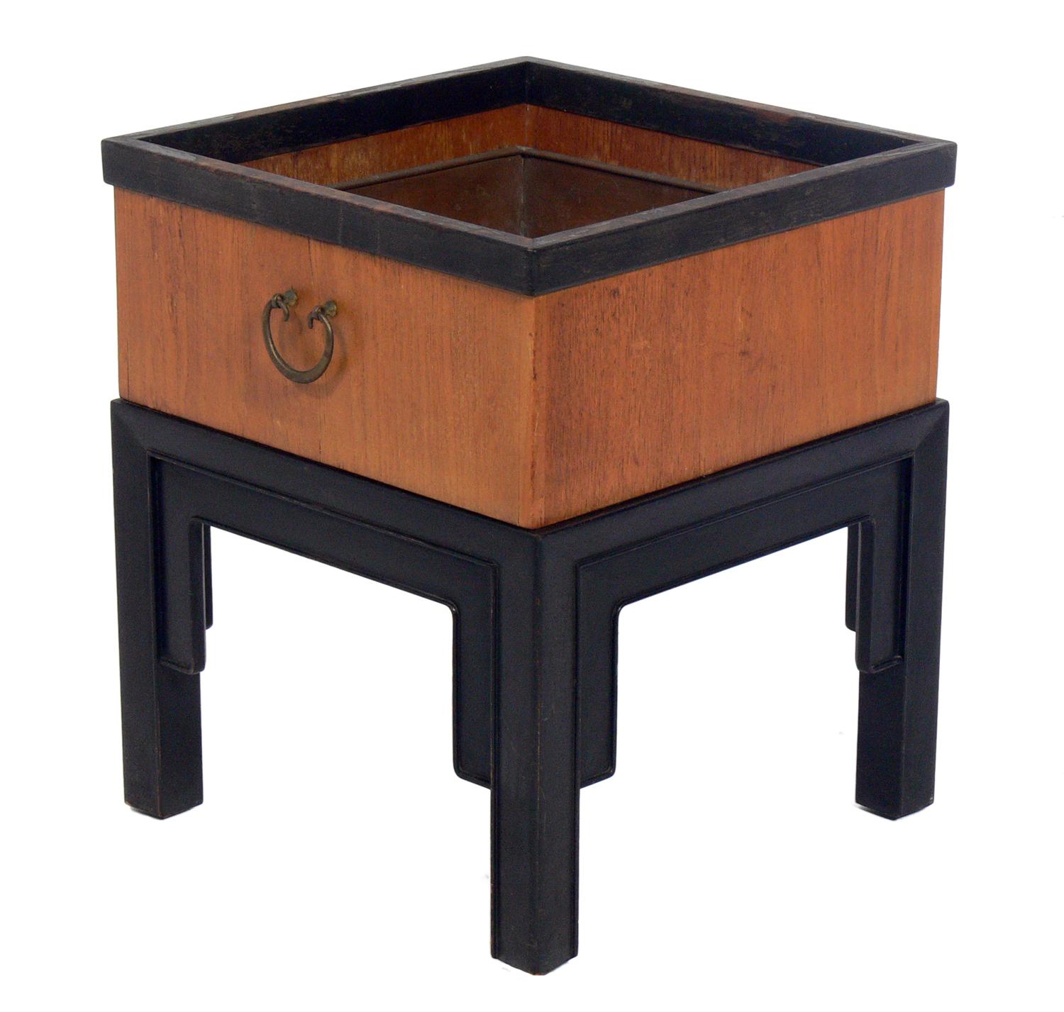 Asian influenced planter, designed by Michael Taylor for Baker, American, circa 1960s. This piece is currently being refinished and can be completed in your choice of color. The price noted includes refinishing in your choice of color.