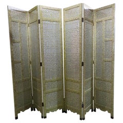 Paint Decorated 6 Panel Chinese Dressing Screen Room Divider Manner James Mont