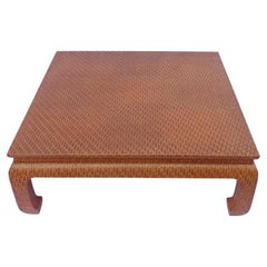 Vintage Asian Inspired Baker Raffia Wrapped Coffee Table
