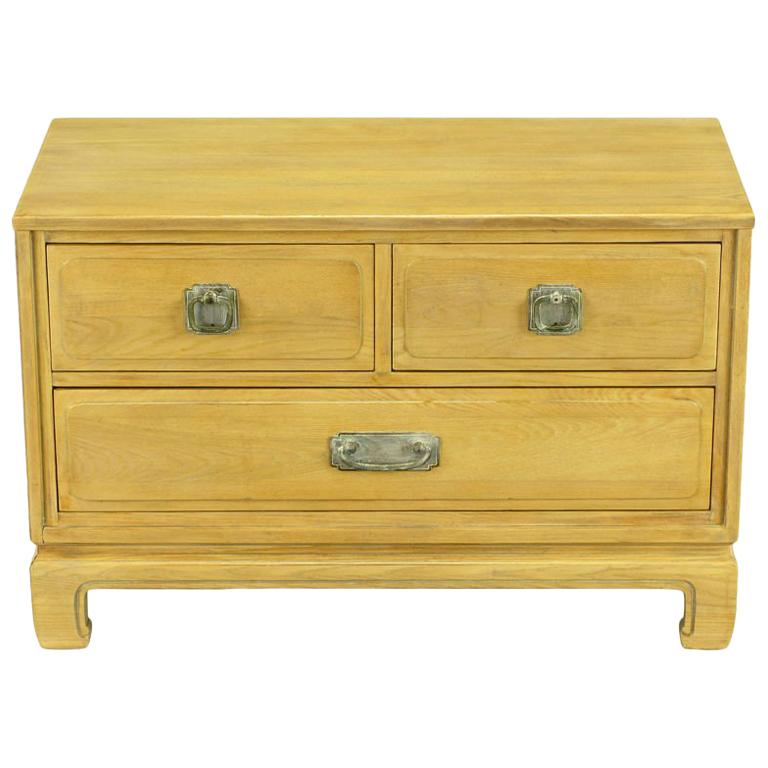 Asian Inspired Bleached & Cerused Petite Walnut Commode