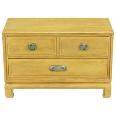 Asian Inspired Bleached & Cerused Petite Walnut Commode