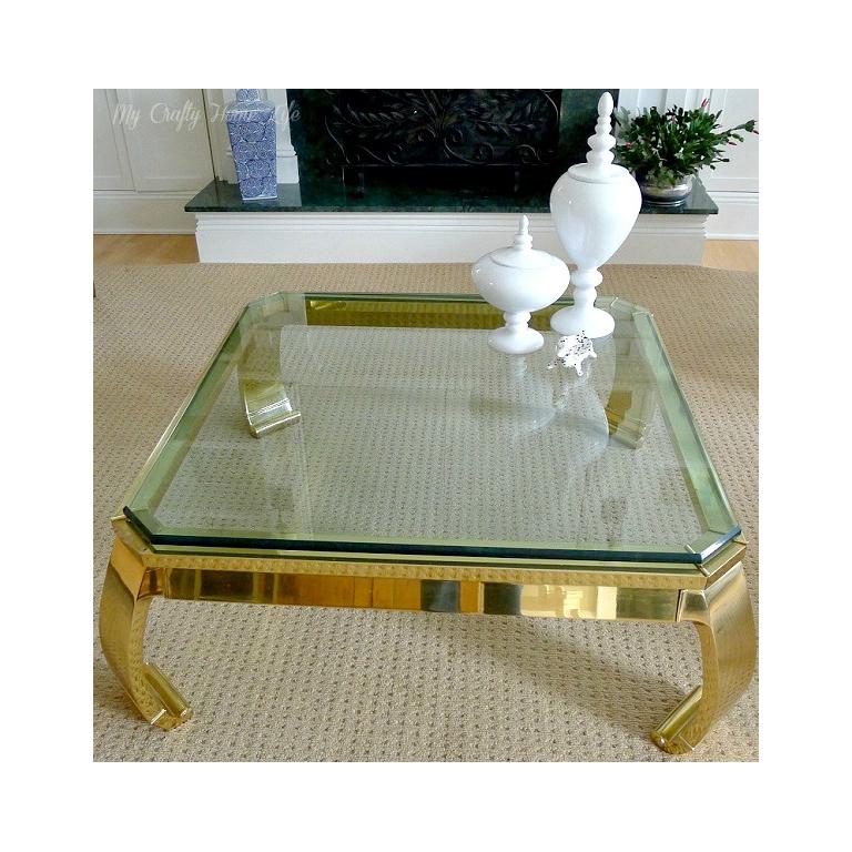  Asian Inspired Brass and Glass Coffee Table attributed to Mastercraft 4